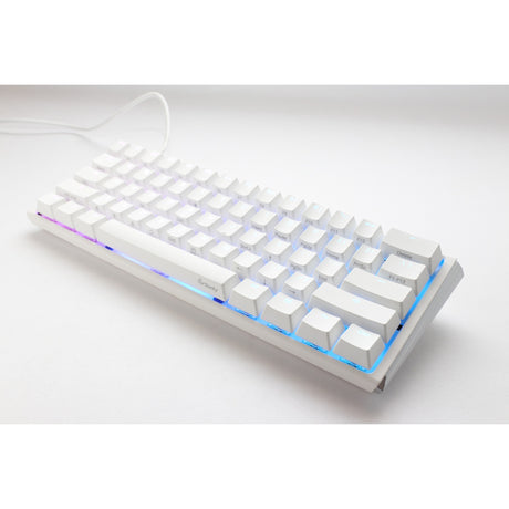 Ducky one 3 klassisk ren hvid mini rgb mekanisk tastatur (hvid, us-layout (qwerty), cherry mx red, 60%, rgb led, double-shot pbt, hot-swappable, quack mekanik)