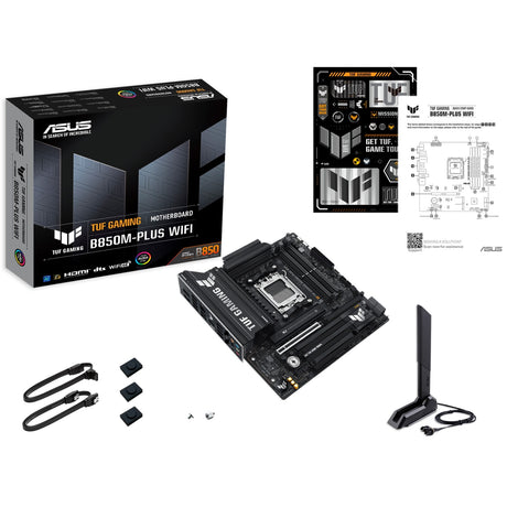 Asus Tuf Gaming B850M-Plus Wi-Fi Socket AM5 bundkort (2,5 GB-LAN, Wi-Fi 6e, BT, lyd, µATX)