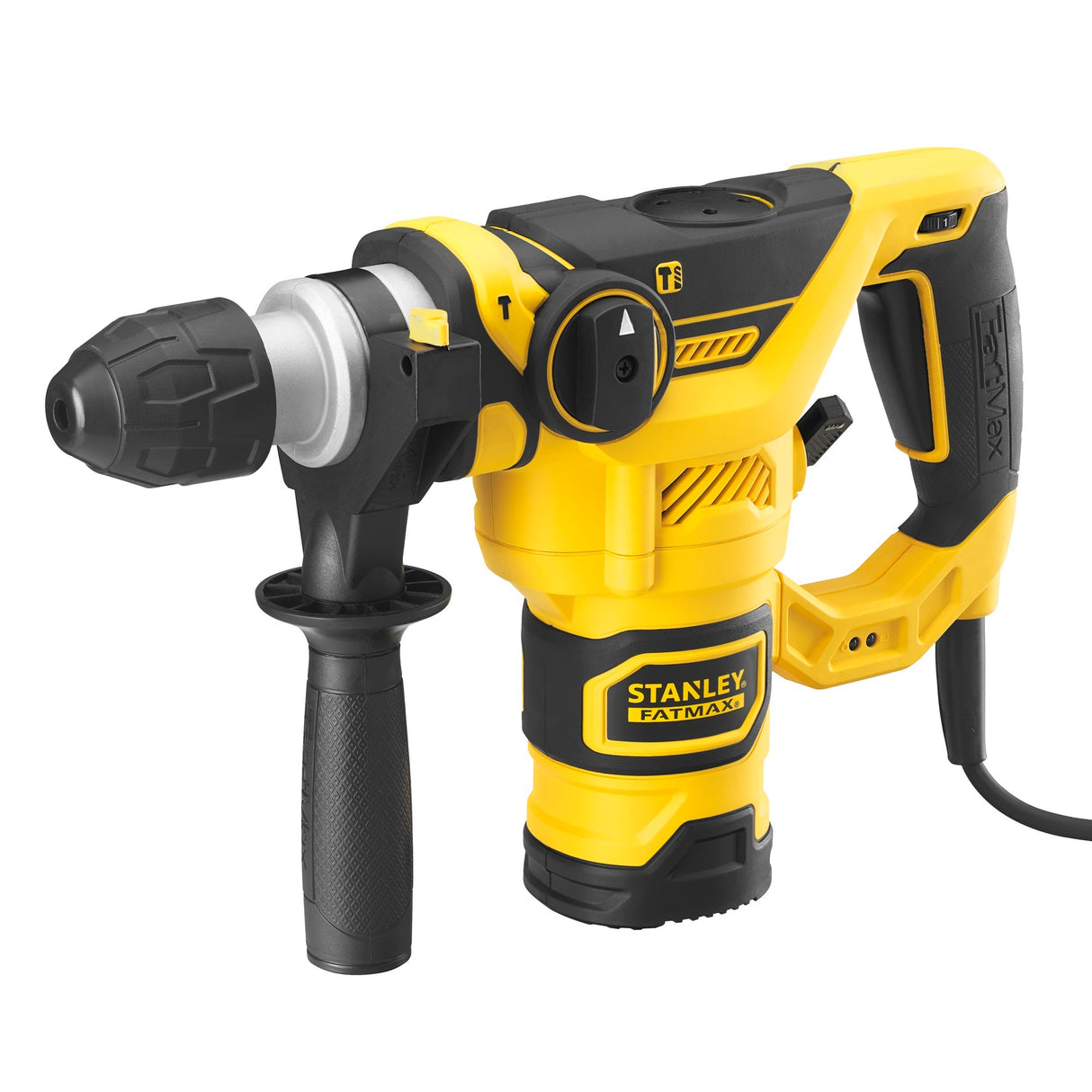 Stanley Fatmax 1250W pneumatisk borehammer med 3-delt mejselsæt (gul sort, SDS+, med kasse)