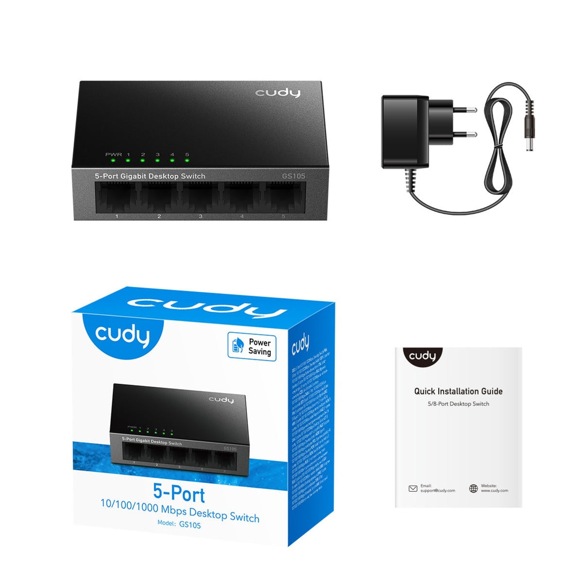 Cudy 5-ports gigabit desktop metal switch (sort)