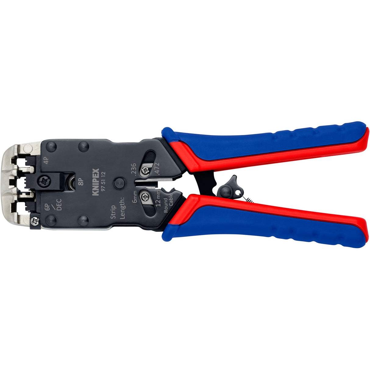 Knipex krympetang 97 51 12 sb (blå rød, RJ-10, RJ-11 12 og RJ-45)