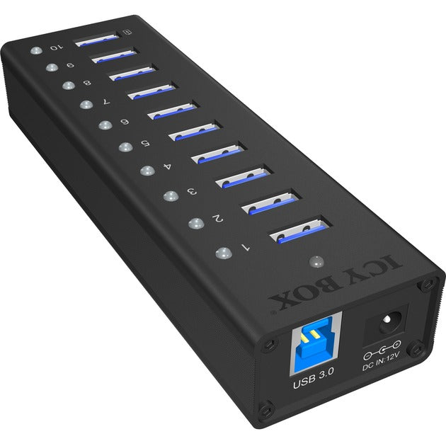 Icy box ib-ac6110 USB-hub (sort, 10x USB 3.0-porte)