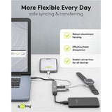 Goobay slim USB-hub med 5 porte, USB-C til USB-C USB-A, 5 Gbit s (lysegrå)