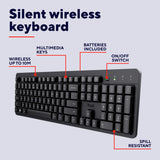 Trust Ody II trådløst tastatur (sort, EU-layout (QWERTY), membran, lydløst)
