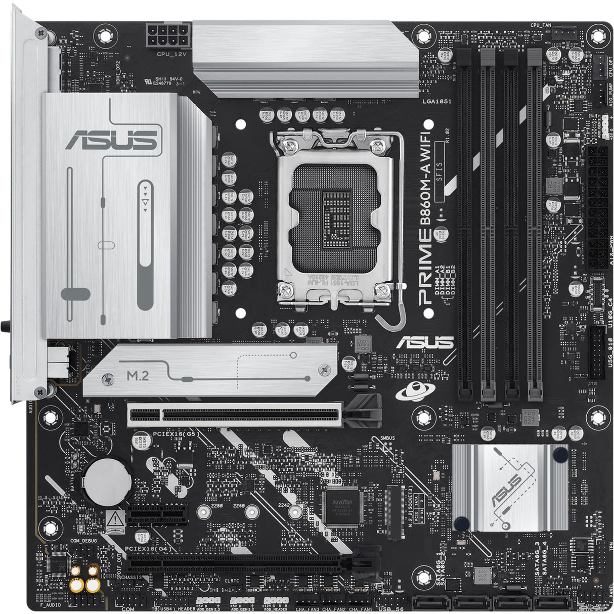Asus Prime B860M-A WiFi Socket 1851 bundkort (RAID, 2,5 GB-LAN, WiFi 6e, BT, lyd, µATX)