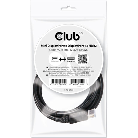 Club 3d mini displayport - displayport 1.2 kabel (sort, 2 meter)