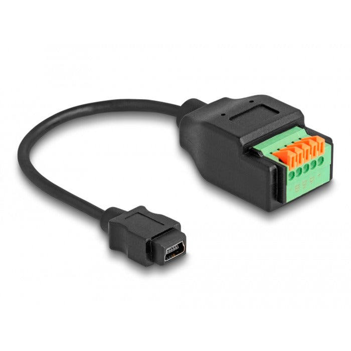 Delock USB 2.0-adapter, USB 2.0 type mini-B hun > 5-bens klemrække (sort, 15 cm)