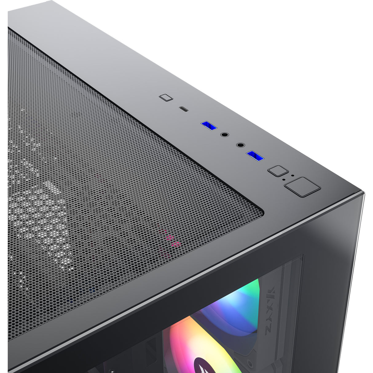 Xyz pc gear tesseract x midi tårnhus (sort | 2x USB-A | 1x USB-C | hærdet glas)
