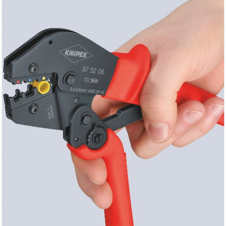 Knipex crimptang 97 52 06 (rød sort, oval crimp, åbningsfjeder)