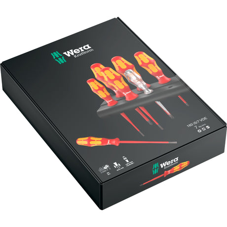 Wera 160 er 7 skruetrækkersæt Kraftform plus serie 100 (rød gul, enpolet fasetester, holder, 7 stk.)