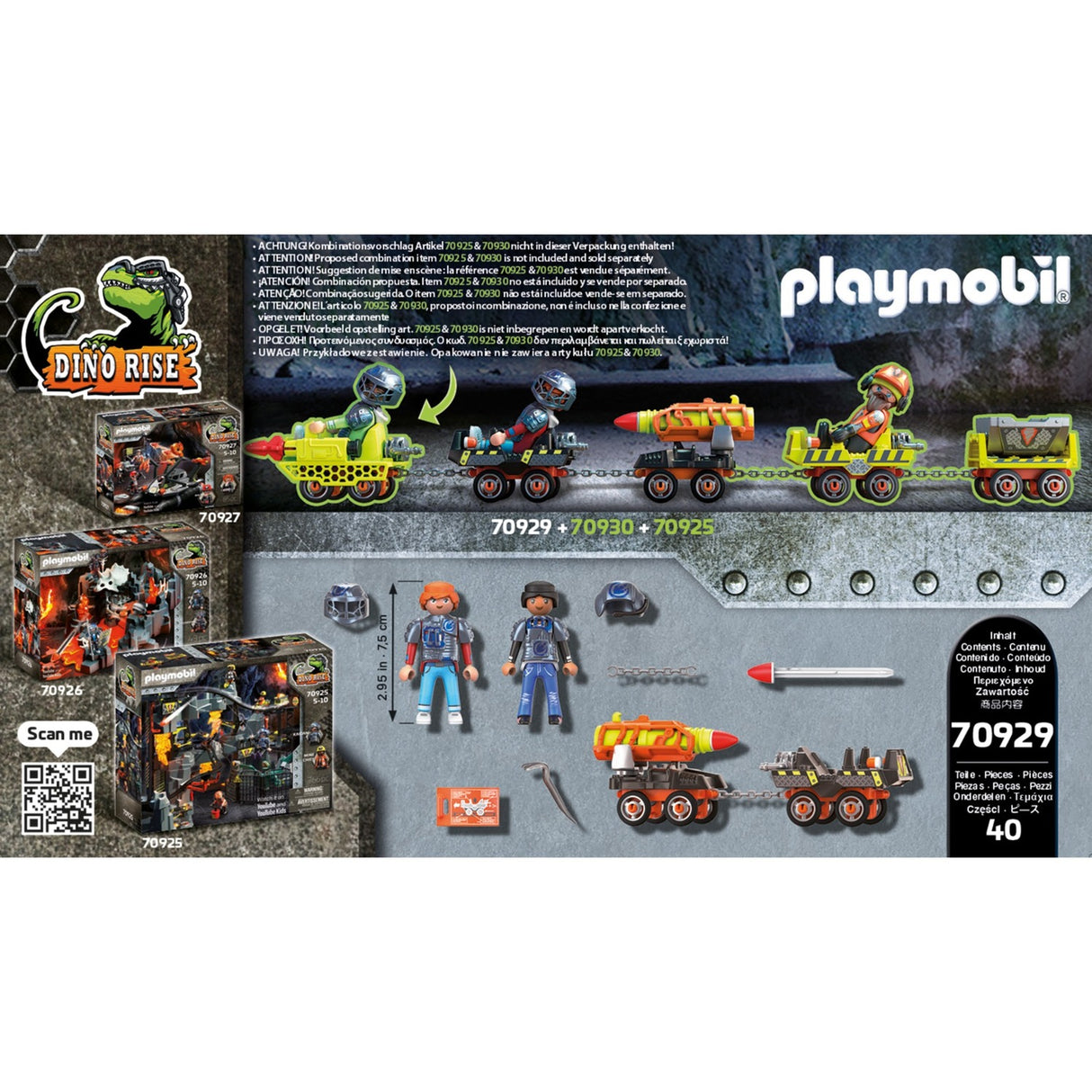 Playmobil dino rise - dino mine raket kart byggelegetøj (70929)