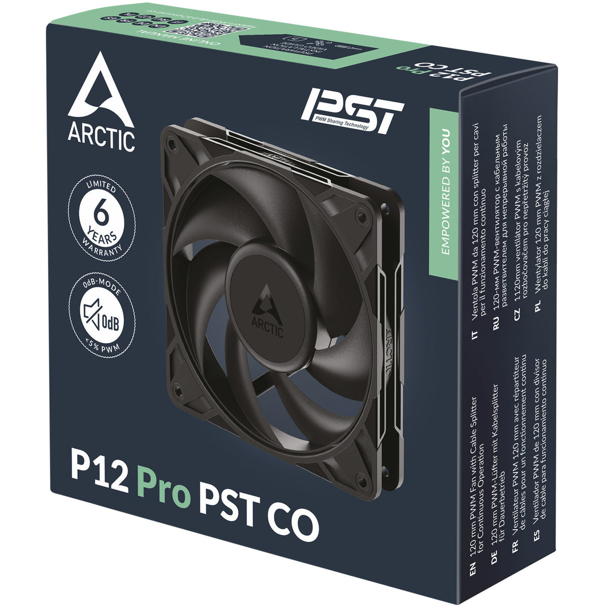 Arctic p12 pro pst co blæser (sort, 120 x 120 x 25 mm, pwm)
