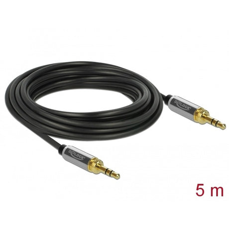 Delock stereokabel 3,5 mm 3 ben stik > 3,5 mm 3 ben stik (sort, 5 meter)