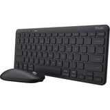 Trust Lyra multi-enhed trådløst tastatur mus skrivebordssæt (sort, amerikansk layout (QWERTY), saksekontakter, 65%, 800 - 1.600 dpi, 2,4 GHz USB, Bluetooth)