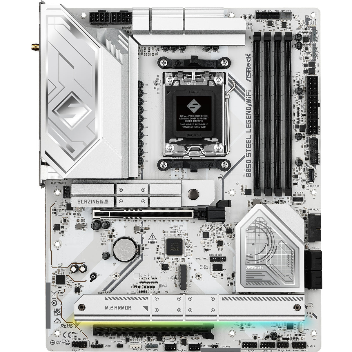 Asrock B850 Steel Legend WiFi Socket AM5 bundkort (RAID, 2,5 GB-LAN, WiFi 7, BT, lyd, ATX)