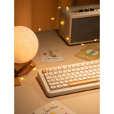 Iqunix zx75 sunset ponder trådløst mekanisk tastatur (lysegult, amerikansk layout (QWERTY), Iqunix silent rose, 75%, RGB LED'er, hot-swappable, double-shot PBT, 2,4GHz | Bluetooth 5.1 | USB-C)
