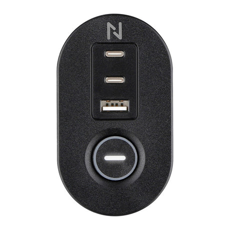 Neomounts DS22-840BL6 skrivebordsstik med klemme og USB-C- og USB-A-porte - hurtigopladningsstik (sort)