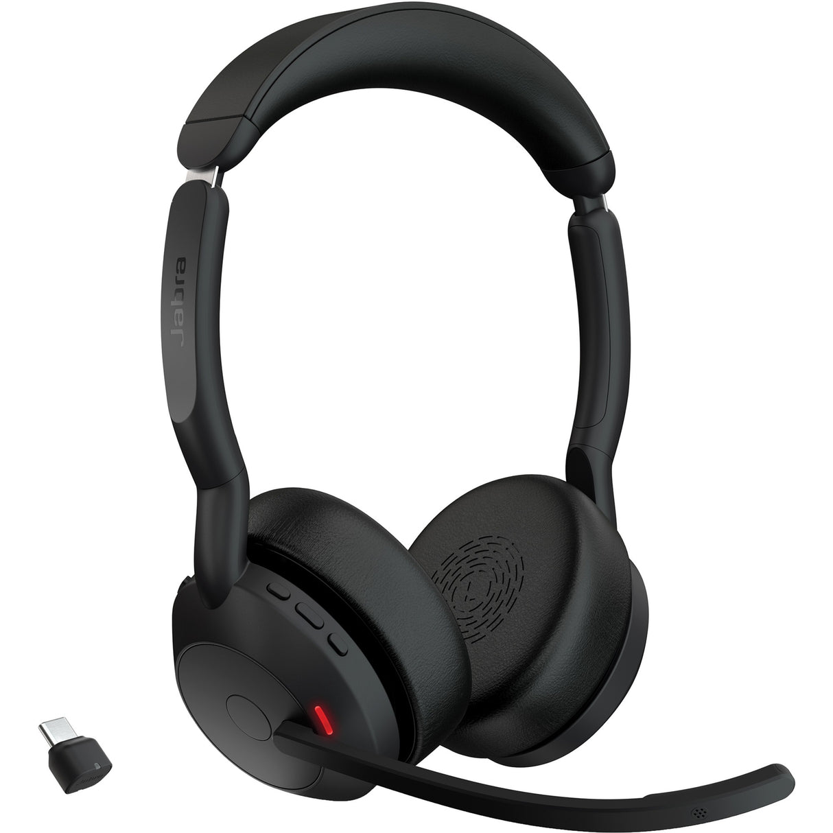 Jabra evolve2 55 - link390c ms stereo med opladningsholder on-ear headset (sort, stereo, microsoft teams, usb-c, link380c)