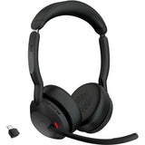 Jabra evolve2 55 - link390c ms stereo med opladningsholder on-ear headset (sort, stereo, microsoft teams, usb-c, link380c)