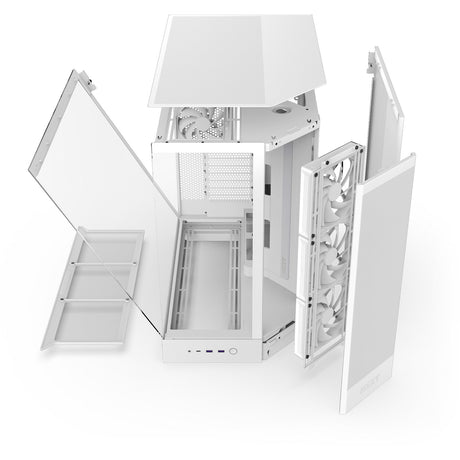 Nzxt h9 flow midi tårnhus (hvid (mat) | 2x USB-A | 1x USB-C | hærdet glas)