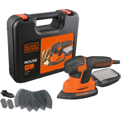 Black+decker 120 watt muse detaljesliber ka2500k-qs deltasliber (orange sort, tilbehør og etui inkluderet)