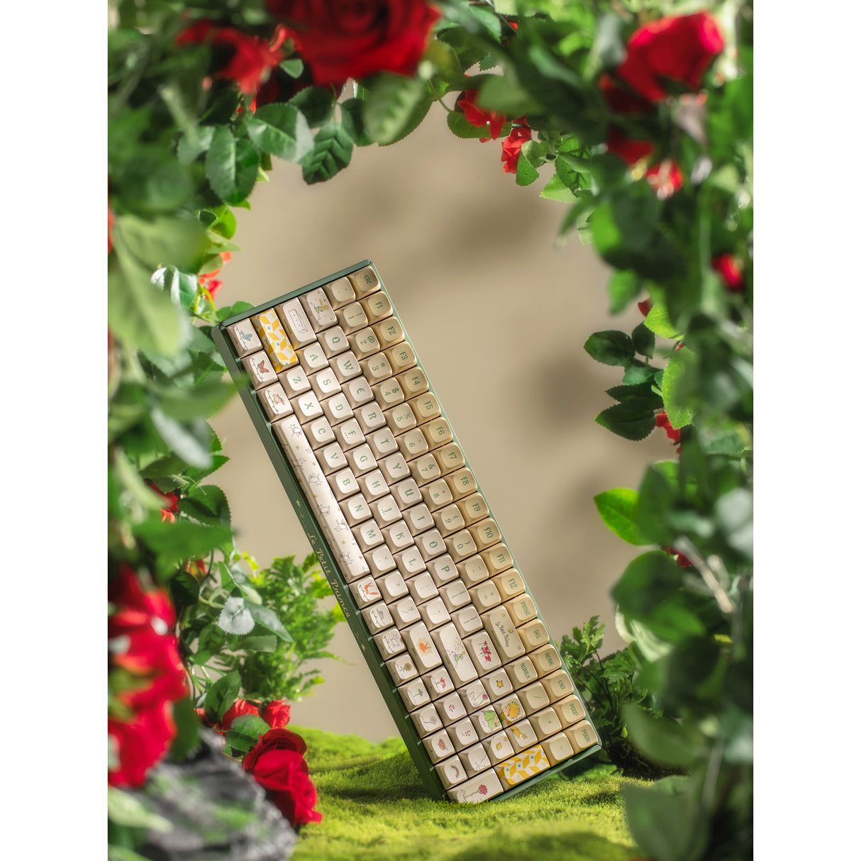 Iqunix f97 floral date rgb mekanisk gaming-tastatur (grøn, us-layout (qwerty), iqunix little prince, 96%, rgb-lysdioder, hot-swappable, pbt, 2.4ghz | bluetooth 5.1 | usb-c)
