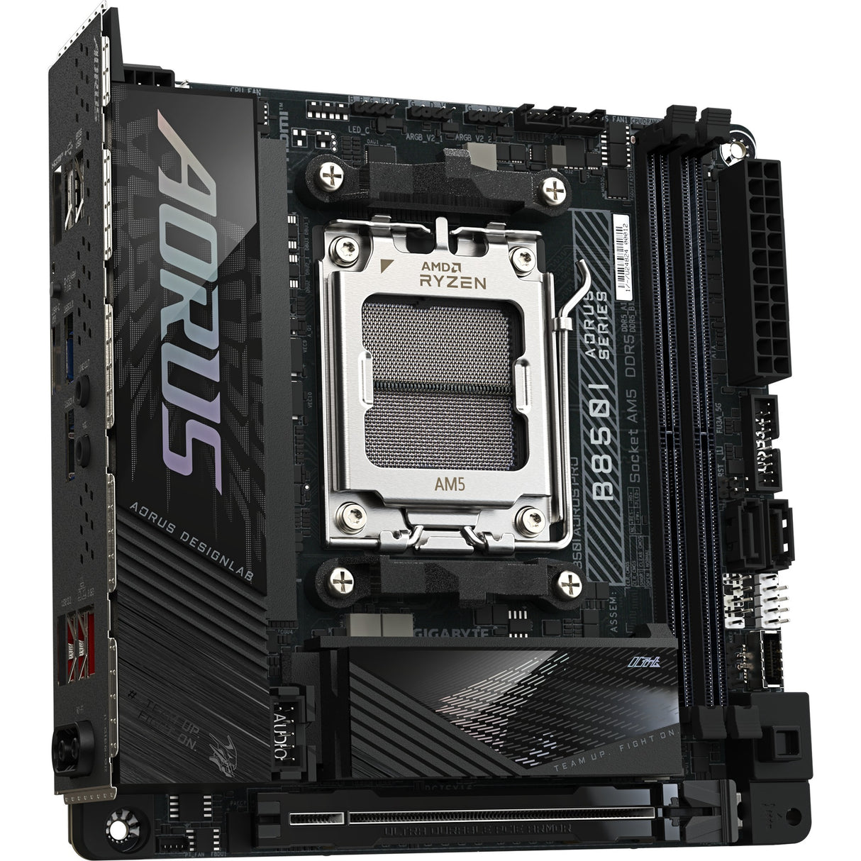 Gigabyte B850i Aorus Pro Socket AM5 bundkort (sort, RAID, 2,5 GB-LAN, Wi-Fi 7, BT, lyd, Mini-ITX)