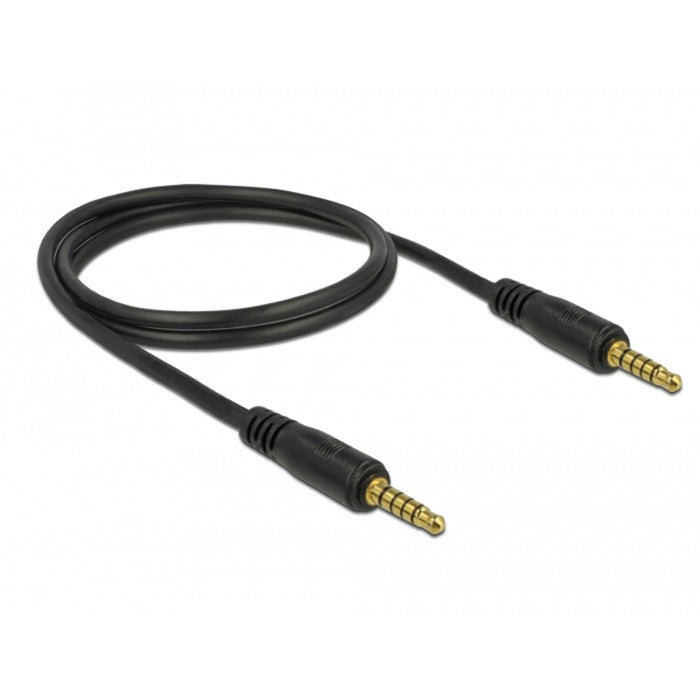 Delock stereostik 3,5 mm 5-benet (han) > 3,5 mm 5-benet (han) kabel (sort, 1 meter)
