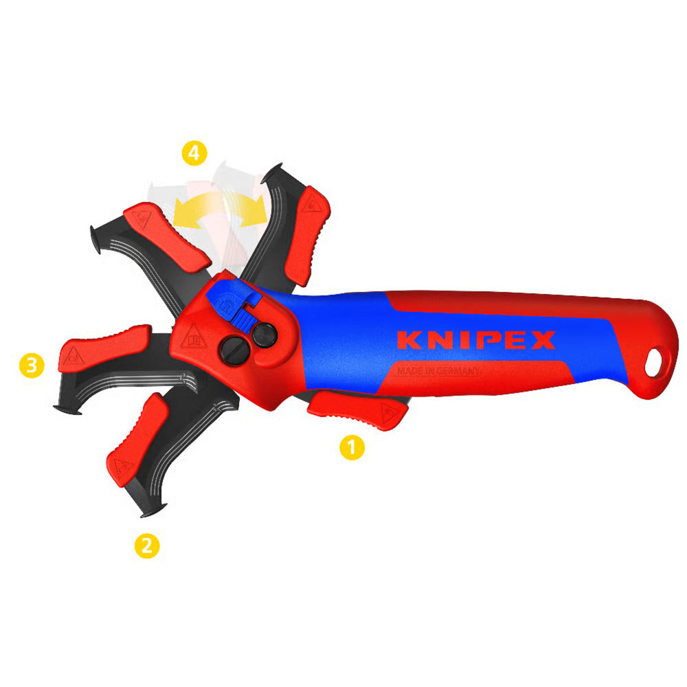 Knipex kabelkniv, med glidesko (rød blå)