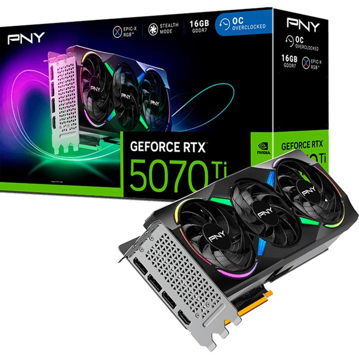 Pny Geforce RTX 5070 Ti ARGB Epic-X RGB OC grafikkort (DLSS 4, 3x Display Port, 1x HDMI)