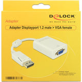 Delock displayport 1.2 > VGA-adapter (hvid, 0,22 meter)