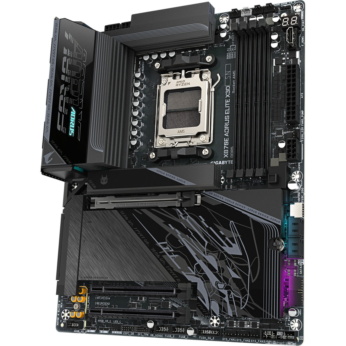 Gigabyte x870e aorus elite x3d socket am5 bundkort (sort, raid, 5gb-lan, wi-fi 7, BT, lyd, atx)