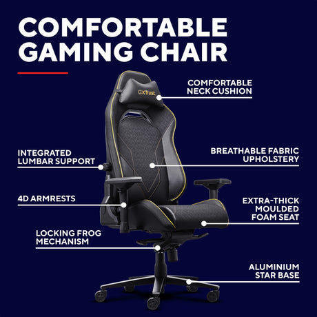 Trust gxt 721 ruya pro premium comfortabele gaming stoel (zwart geel)