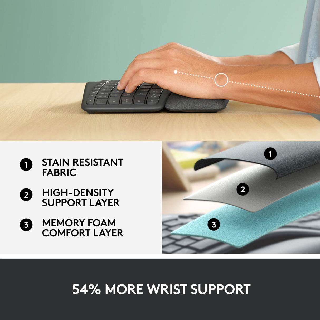 Logitech k860 ergo tastatur (sort, 100%, bluetooth, us international iso)