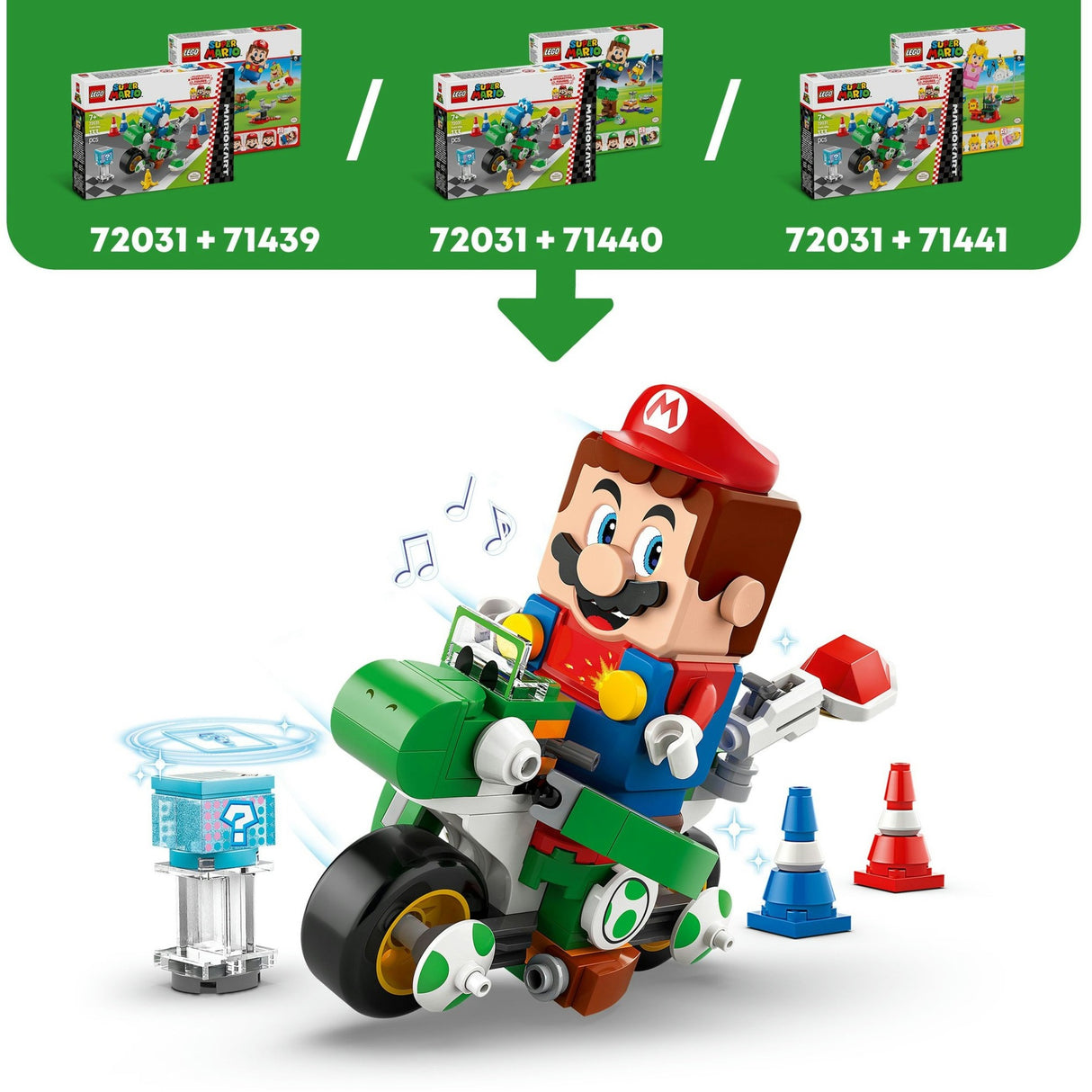 Lego super mario - mario kart - yoshi-crosser byggelegetøj (72031)