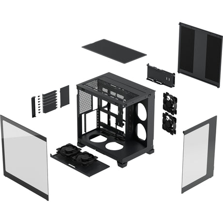 Fractal design pop 2 vision midi tower behuizing (zwart | 1x usb-a | 1x usb-c | tempered glass)