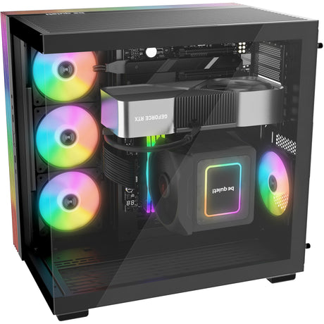 Vær stille! lys base 600 dx midi tårnhus (sort | 2x USB-A | 1x USB-C | RGB | vindue)