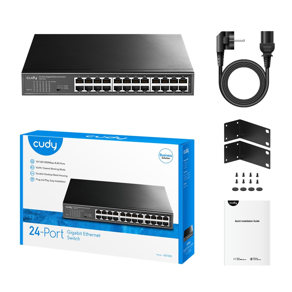 Cudy 24-ports gigabit metalswitch (sort)