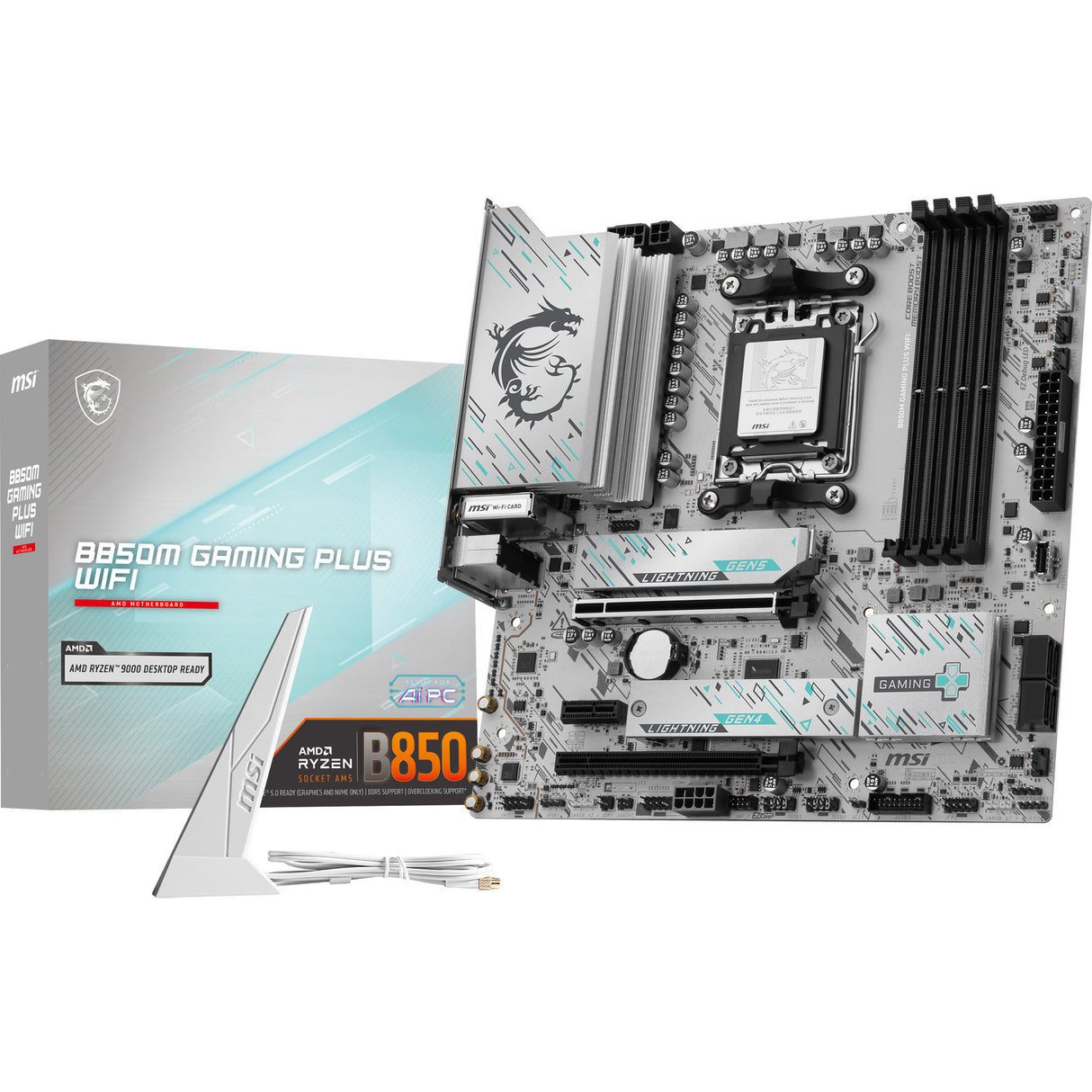 MSI B850M Gaming Plus WiFi Socket AM5 bundkort (RAID, 5GB-LAN, WiFi 7, BT, lyd, µATX)