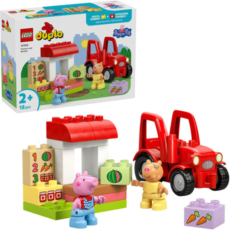 Lego Duplo Peppa Pig Traktor og Market Stall Dyrelegetøj til småbørn - 10468