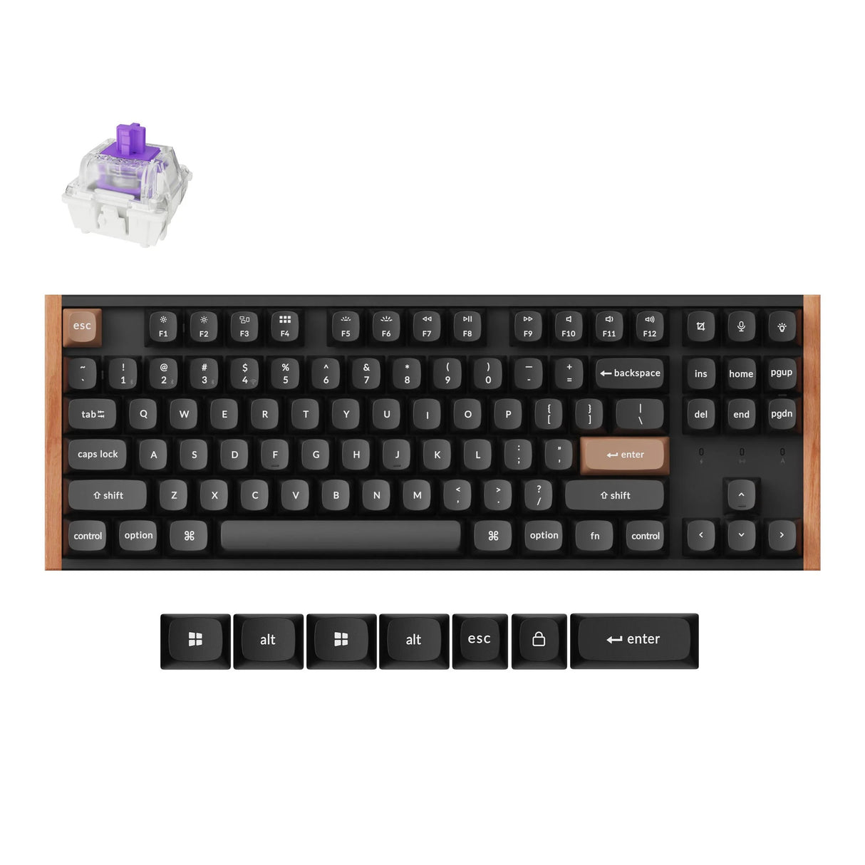 Keychron k8 he-f1 rgb mekanisk tastatur (sort, us-layout (qwerty), gateron dobbeltskinne magnetisk nebula, 80% (tkl), rgb lysdioder, osa double-shot pbt, hot swap, usb-c | 2,4 ghz | bluetooth 5.1)