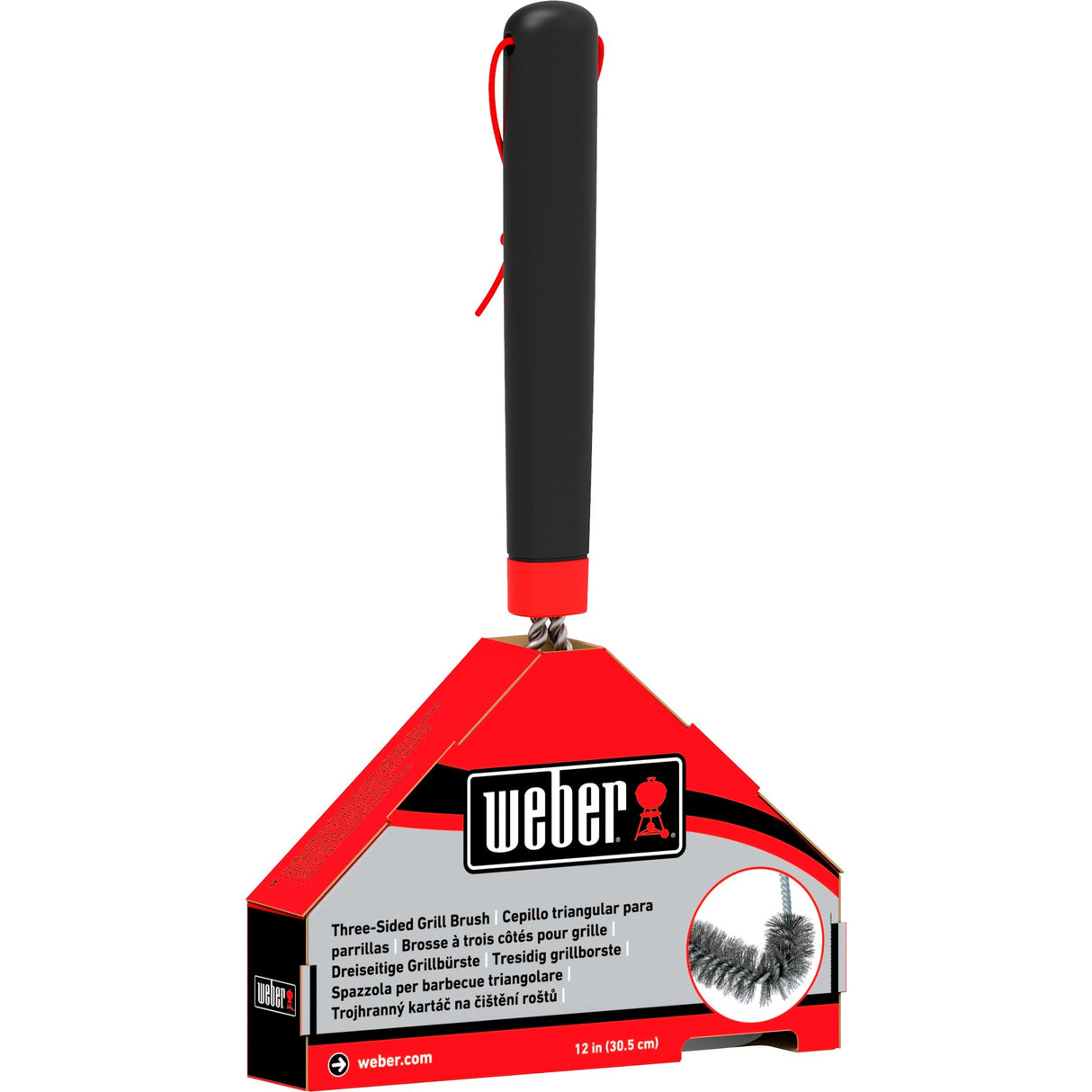 Weber tresidet rensebørste grillrensebørste (sort rød, 30 cm)