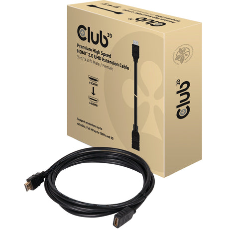 Club 3D premium højhastigheds HDMI 2.0 forlængerkabel (sort, 3 meter, CAC-1321)