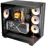 Vær stille! lys base 600 lx midi tårnhus (sort | 2x USB-A | 1x USB-C | RGB | vindue)