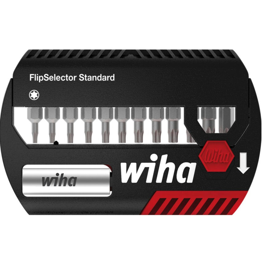 Wiha bit sæt flip vælger standard 25 mm (sort rød, torx® 13-delt 1 4 c6.3 med bælteclips)