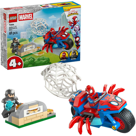 Lego marvel - spidey på sin motorcykel vs. rhino byggelegetøj (11206)