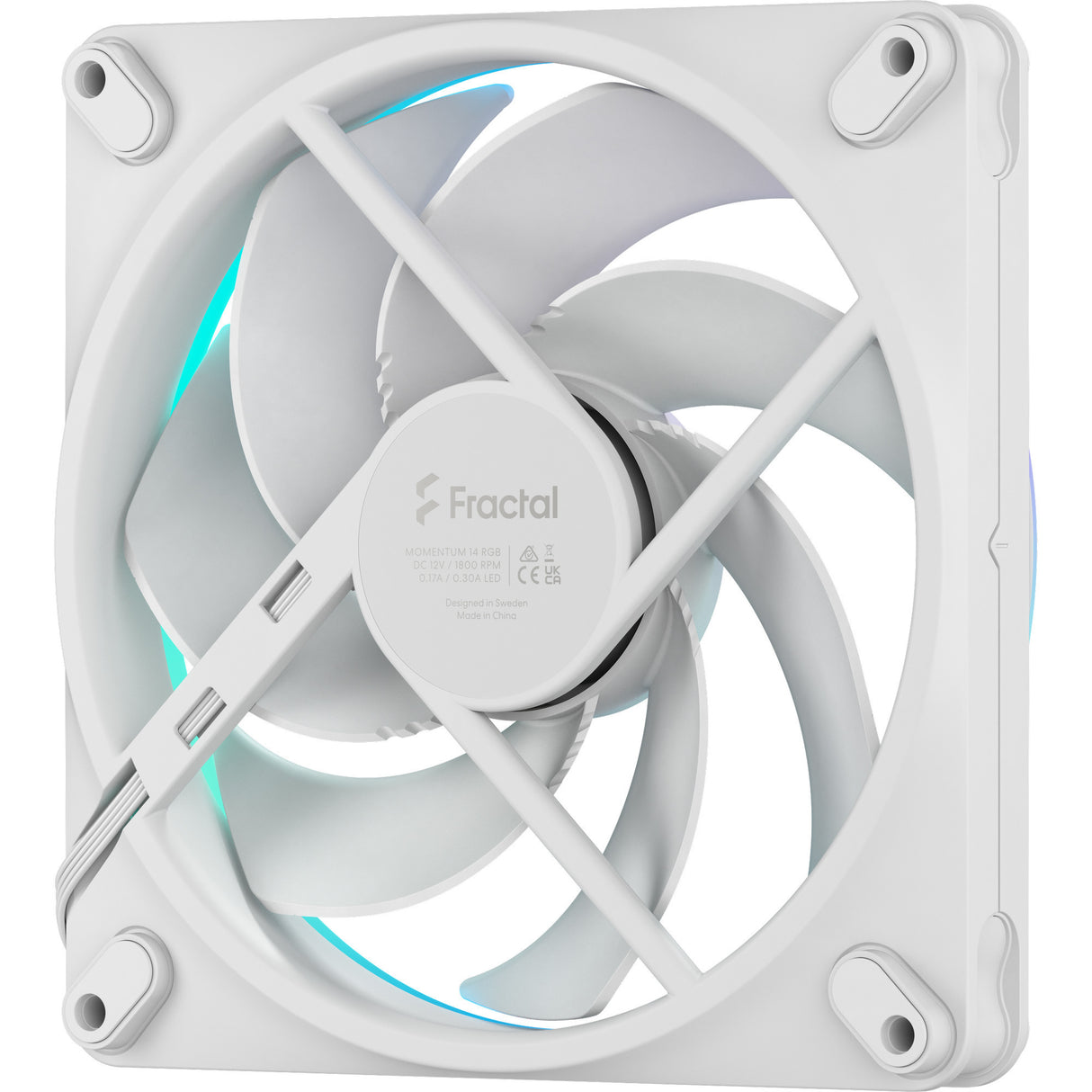 Fractal design momentum 14 rgb kabinet blæser (hvid, 140 x 140 x 25 mm, pwm)