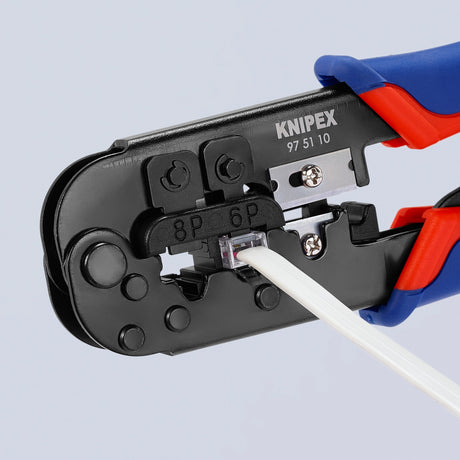 Knipex krympetang 97 51 10 sb (blå rød, RJ-11 12 og RJ-45 stik)