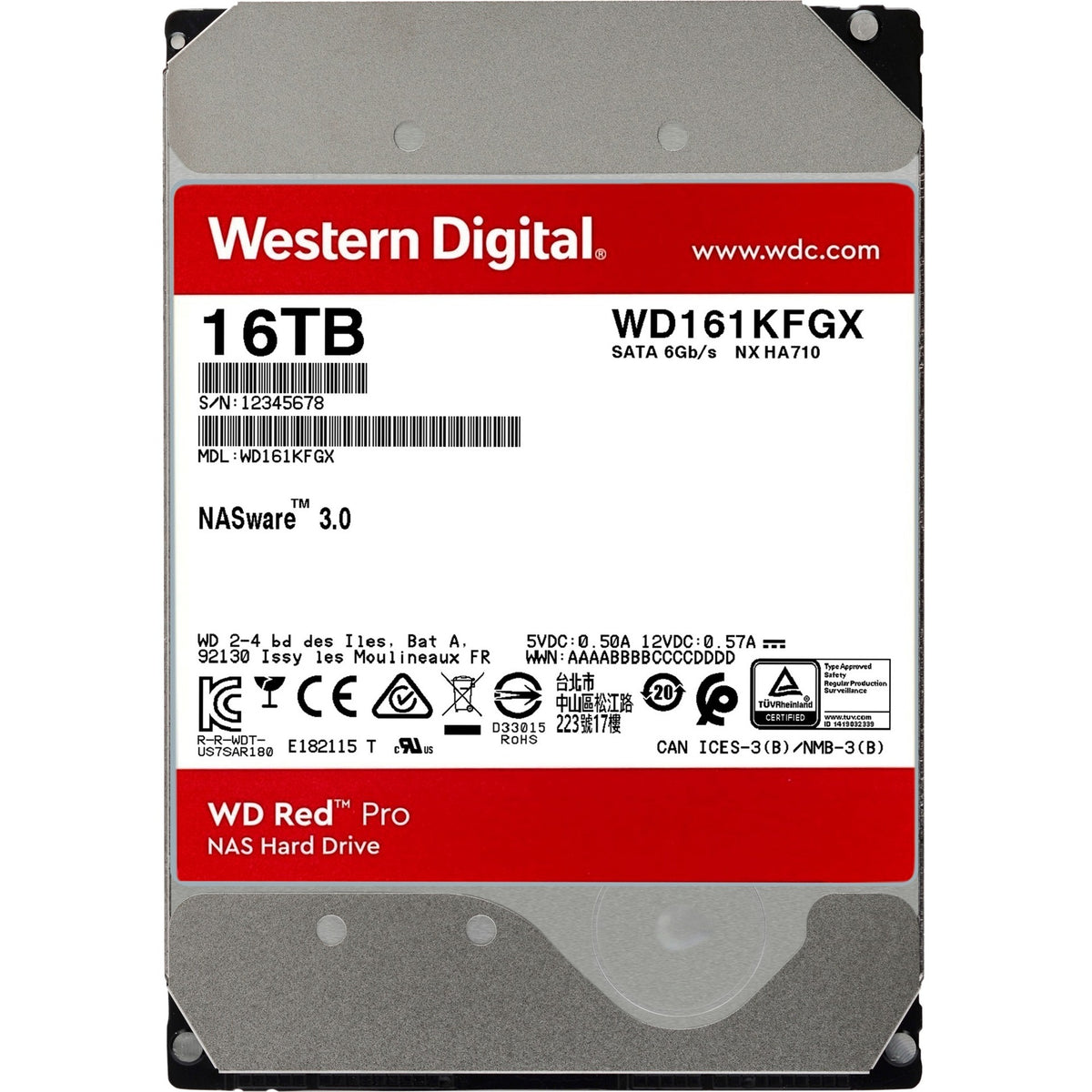 WD Red Pro 16 TB harddisk (161kfgx, SATA 600, 24 7, AF)