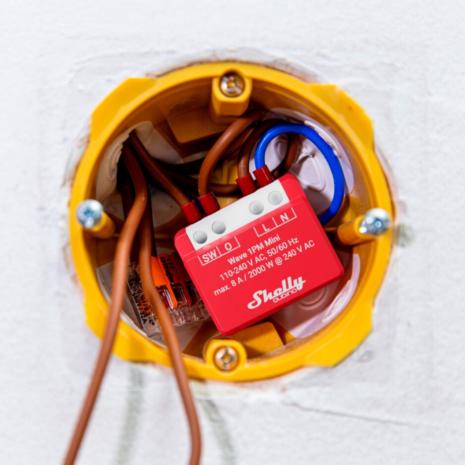Shelly qubino wave 1pm mini switching-måling aktuator z-wave